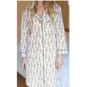 Rock Paper Flower‎ small cotton nightgown with vintage skis made in India